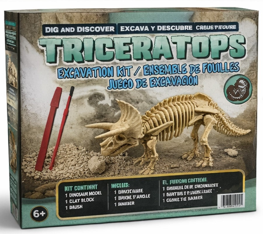 Kit de fouille dinosaure Triceratops – DIG & DISCOVER – Jouet éducatif 6+