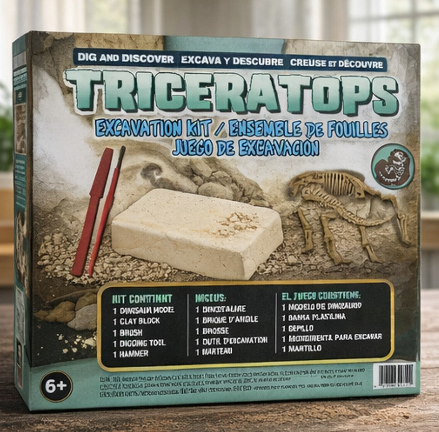 Kit de fouille dinosaure Triceratops – DIG & DISCOVER – Jouet éducatif 6+