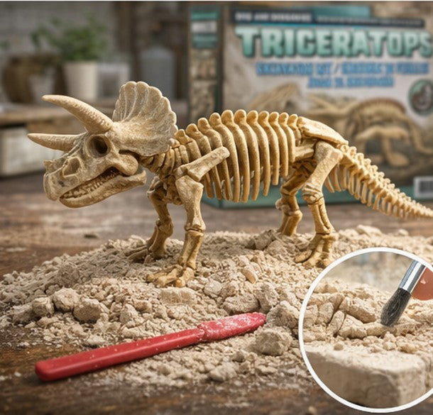 Kit de fouille dinosaure Triceratops – DIG & DISCOVER – Jouet éducatif 6+