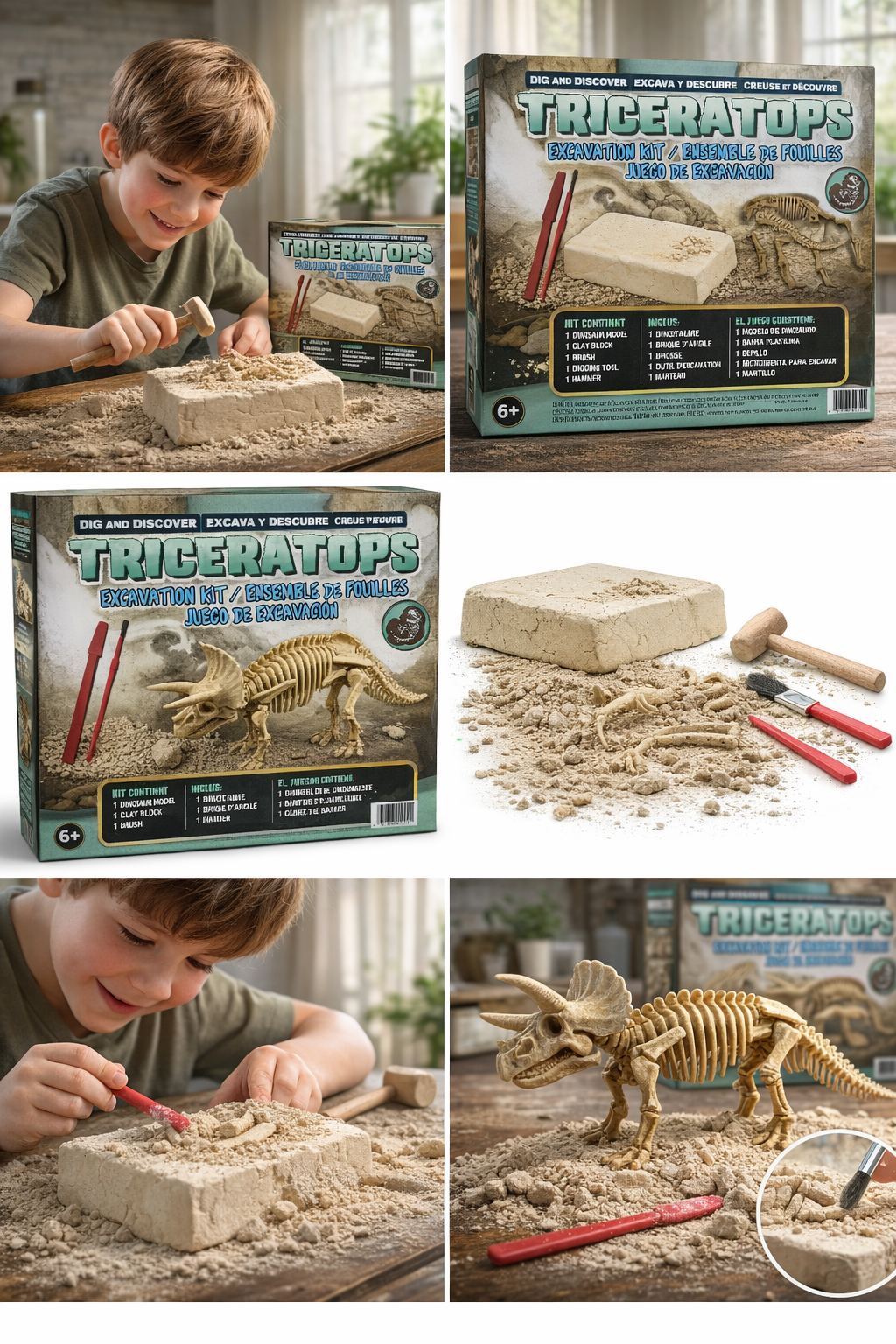 Kit de fouille dinosaure Triceratops – DIG & DISCOVER – Jouet éducatif 6+